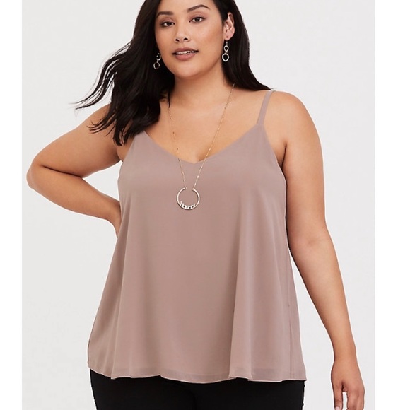 torrid Tops - Torrid’s Sophie Taupe Double Layer Swing Cami.